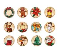 MUELODSIC 12Pcs Christmas Magnetic Refrigerator Stickers Set, Glass Decorative Fridge Magnets for Kitchen and Holiday Decoration