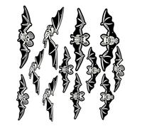 MUELODSIC 12pcs Glow Dark Hanging and Wall Bat Stickers Lightweight Halloween Decorations for Indoor Outdoor Party Haunted House Spooky Luminous Bat Decor