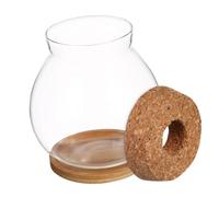 MUELODSIC 1pcs Small Fish Bowl Betta Fish Terrarium Tank Easy Hydroponics Decorative Glass Bowl with Wooden Lid 4.32x3.93x3.93in Elegant Home Bookshelf Aquarium