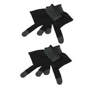 MUELODSIC 2 Pair High Sensitivity Two Finger Touch Screen Gloves for Mobile Gaming Carbon Fiber Heating Design Sweat Resistant Non Slip Lightweight and Elastic Fit Black Grey