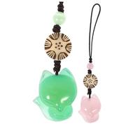 MUELODSIC 2 pcs Jade Fox Hanging Pendants for Phone Bag Keychain Adorable Green and Pink Delicate Decor Accessories Safe and Stylish Gift for Wallets and Handbags