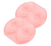 MUELODSIC 2 Pcs Nonstick Heart Shape Silicone Cake Pan Set, 4-Cavity Madeleine Baking Molds for Oven Use, Pink Bakeware for Home and Party Baking
