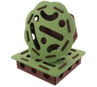 MUELODSIC 2 Sets Green Felt Cat Puzzle Maze Boxes Iron Bells, Interactive Kitten Exercise for Indoor Play and Mental Stimulation