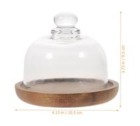 MUELODSIC 2 Sets Mini Cake Display Plates with Glass Cover and Solid Wood Base, Japanese Style Dessert Presentation Trays for Cupcakes and Pastries, Food Holder for Home and Hotel Use