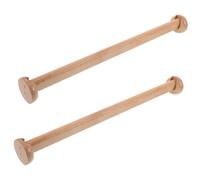 MUELODSIC 2 Sets Solid Wood Closet Rod with Support Flanges Heavy Duty Wooden Hanging Rail for Wardrobe Storage Beech Wood Clothes Rail with Secure Flange Attachment Stylish Closet Organizer