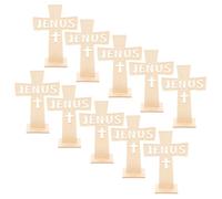 MUELODSIC 20pcs Handcrafted Wooden Standing Cross Decor Religious Jesus Crucifix Table Centerpiece for Halloween Party Home Church Altar Decoration