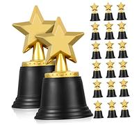 MUELODSIC 20Pcs Plastic Five Pointed Star Trophy Bulk Party Award for Competition Prizes Lightweight Recognition Race and Achievement