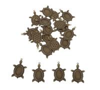 MUELODSIC 20pcs Vintage Sea Turtle Alloy Pendant Charms for Jewelry Making Retro Ocean Animal Necklace Base with Stone Tray DIY Connector for Earrings Bracelets Unique Turtle Design
