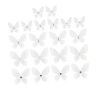 MUELODSIC 20pcs White Organza Butterfly DIY Sewing Patch Rhinestones Double Layer 3D Applique for Wedding Dress Clothing Decoration Accessories