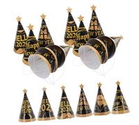 MUELODSIC 24pcs Year's Cone Hats Paper Party Favors Foldable Space-saving Happy Year Headwear for Family Gatherings Company Events Countdown Photo Props