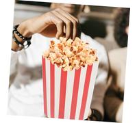 MUELODSIC 25pcs Paper Popcorn Boxes with Red White Stripe Design Multiuse Snack Buckets for Popcorn Fries Candy Appetizers Serving for Parties Cinemas Restaurants Cafes and Home Events