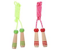 MUELODSIC 2pcs Adjustable Jumping Ropes with Wooden Handles Portable Skipping Ropes for Childrens Indoor Outdoor Fitness Lightweight Red and Green for Boys
