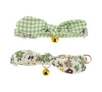 MUELODSIC 2PCS Adjustable Rabbit Ear Pet Collar for Small Dogs and Cats, Cute Floral Plaid Small Neck Collar, Comfortable Adjustable Kitten and Puppy Neckwear