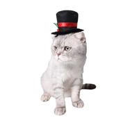 MUELODSIC 2pcs Black Pet Hats for Dogs, Comfortable and Adjustable Velvet and Polyester Cosplay Accessories, Stylish Dapper Design for Christmas, Halloween, and Formal Events
