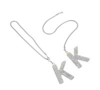 MUELODSIC 2pcs Bling K Letter Car Charm Rearview Mirror Ornament with Crystal Pendant Car Interior Decor for Women Easy Hang Auto Accessories Lucky Hanging Decoration