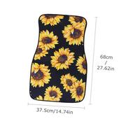 MUELODSIC 2Pcs Car Foot Mats Floor Carpets with Sunflower Print Water Absorbent Dust-collecting Foot Pads for Cars and Suvs Flexible Non-slip Vehicle Accessories