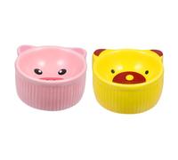 MUELODSIC 2pcs Cartoon Ceramic Hamster Bowl Pet Feeder Tip Ceramic Dish for Hedgehogs Chinchillas Animals Feeding Water and Food