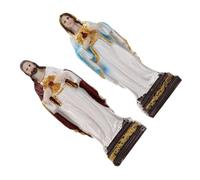 MUELODSIC 2PCS Catholic Holy Family Statue Religious Figurines with Square Base Detailed Jesus Father and Mother of God Sculpture for Christmas Tabletop Decor Spiritual Home and Office