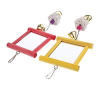 MUELODSIC 2Pcs Colorful Parrot Mirror for Bird Cage Interactive Chew Accessories for Parrots and Chickens Safe Material Keeps Birds Entertained and Busy