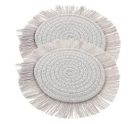 MUELODSIC 2Pcs Cotton Woven Tassel Tableware Mats Heat Resistant Insulation Placemats for Dining Table Home Decoration and Table Protection