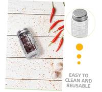 MUELODSIC 2pcs Cylindrical Glass Salt Pepper Shakers Stainless Steel Seasoning Dispenser Bottles for Kitchen Restaurant Dining Table Storage