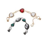 MUELODSIC 2pcs Diy Phone Case Charms Chain Set with Heart Pearl Gemstone Pendants Phone Shell Hanging Chain Accessories Stylish Grip and Ornament