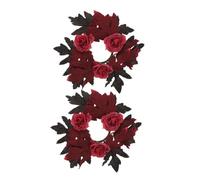 MUELODSIC 2pcs Fall Candle Wreath Rings with Realistic Maple Leaves and Artificial Rose Accents Polyester Autumn Candle Rings for Thanksgiving Halloween Table Centerpieces and Rustic