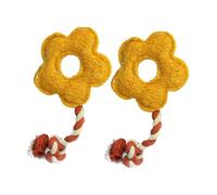 MUELODSIC 2pcs Flower Shaped Loofah Pet Chewing Knot Rope Interactive Bite for Dogs Cats Teeth Cleaning Gum Massage Healthy Play and Training Random Color