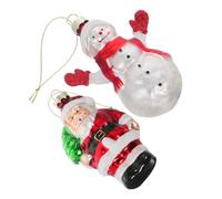 MUELODSIC 2pcs Glass Snowman and Santa Claus Ornaments Reusable Christmas Tree Decorations Festive Holiday Party Favors Seasonal Xmas Decor Gift Ready Home Accent