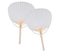 MUELODSIC 2pcs Handmade Japanese Paper Fans Lightweight Bamboo Frame Blank Double-sided DIY Handheld Fans for Painting Graffiti Stage Performance Home Decoration