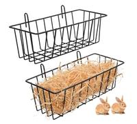 MUELODSIC 2Pcs Hanging Hay Racks for Rabbit Cage Break Resistant Hay Feeder with Dual Hooks for Guinea Pig Bunny Pet Cage Rack Holder
