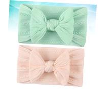 MUELODSIC 2pcs Headbands Soft Textured Jacquard Nylon Bowknot Hairbands in Pink Mint Green Comfortable Breathable Headdress Hair Accessory for Shower Birthday Party