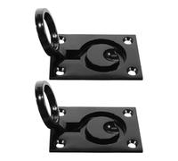 MUELODSIC 2pcs Large 304 Stainless Steel Matte Black Square Flush Pull Ring Handles Recessed Hidden Boat Deck Hatch Latch Marine Yacht Storage Lift Replacement