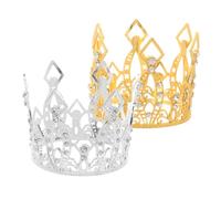 MUELODSIC 2pcs Mini Baroque Crown Cake Decorations Rhinestone Tiara Toppers Alloy Mini Crown Ornaments for Wedding Bridal Shower Birthday Party Cake Celebration