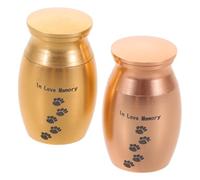 MUELODSIC 2pcs Mini Metal Pet Ashes Urns with Paw Print Small Dog Memorial Cremation Keepsake Box for Ashes Fur and Remembrance Elegant Gold Rose Gold Storage for Pets