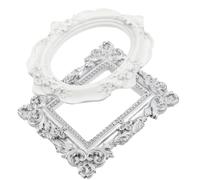 MUELODSIC 2Pcs Mini Photo Frame Props Set White Round Silver Square Handheld Photo Props for Jewelry and Nail Art Photography for Home and Studio