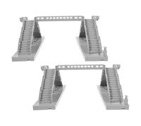 MUELODSIC 2Pcs Miniatures Pedestrian Footbridge Model, Grey Railway Scenery Architectural Bridge for Train Layout and Fairy House Diorama Accessories
