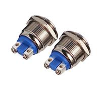 MUELODSIC 2pcs Momentary Metal Push Button Switch Stainless Steel for Circuit Control Electromagnetic Starter Relay and Doorbell Use