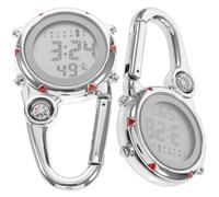 MUELODSIC 2Pcs Multi Function Luminous Pocket Watch with Carabiner Clip Hiking Clip Watch for Men and Women Red Portable Fob Belt for Outdoor Travel and Medical Use