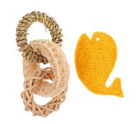 MUELODSIC 2pcs Natural Loofah Chew for Small Pets Colorful Rabbit Hamster Chinchilla Teeth Molar Exercise for Guinea Pigs Rats Gerbils and Ferrets