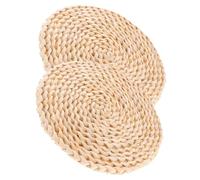 MUELODSIC 2pcs Natural Woven Corn Husk Placemats Round Braided Insulation Mats Anti-scalding Table Mats for Home Dining Decorative Non-slip Rustic Use