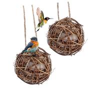 MUELODSIC 2pcs Outdoor Garden Bird Nesting Material Balls for Wild Hummingbirds Natural Nesting House Hanging Bird Shelter for Backyard Wildlife and Birdwatching Enthusiasts