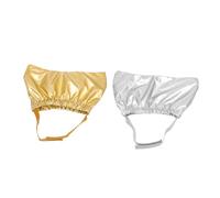 MUELODSIC 2pcs Pet Bath Hats with Adjustable Ear Covers Portable Shower Caps for Dogs and Cats Comfortable Elastic Shower Caps for Pet Bathing Silver Gold