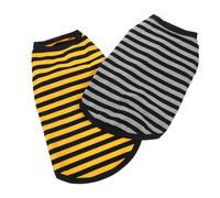 MUELODSIC 2PCS Pet Striped Cotton Vest for Small Dogs, Breathable Sleeveless Dog Clothes Tank Top in Grey and Yellow, Puppy Walking Shirt for Home and Outdoor Use