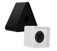 MUELODSIC 2Pcs Portable Abs Injection Molding Microphone Logo Flags Triangle and Square Shaped Interview Mic Station Black and White Suitable for Professional Interviews and Microphones
