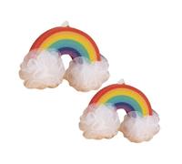 MUELODSIC 2pcs Rainbow Bath Sponge for Cute Foam-Rich Loofah Balls with Soft Mesh for Gentle Dead Skin Removal and Fun Shower Bath Accessories