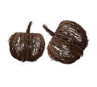 MUELODSIC 2pcs Rattan Pumpkin Decor Natural Woven Ornament with Delicate Colors Creative Autumn Halloween Tabletop Decoration for Indoor Home Styling