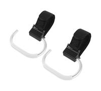 MUELODSIC 2pcs Rotatable Plastic Alloy Stroller Hooks for Pushchair, Black Silver Multipurpose Buggy Bag Hangers for Outdoor Travel and Shopping Use