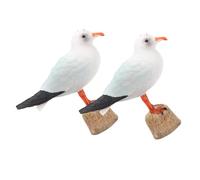MUELODSIC 2pcs Seagull Figurine Nautical Style Bird Sculpture for Home Garden Desktop Decoration Realistic Plastic Seabird Ornament Idea