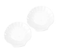 MUELODSIC 2pcs Shell Shape Ceramic Food Plates White Reusable Decorative Serving Trays for Pasta Steak Salad Desserts Home Restaurant Hotel Use